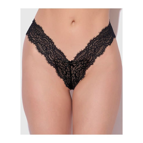 Lana Sheer Lace V-Thong Black Panties