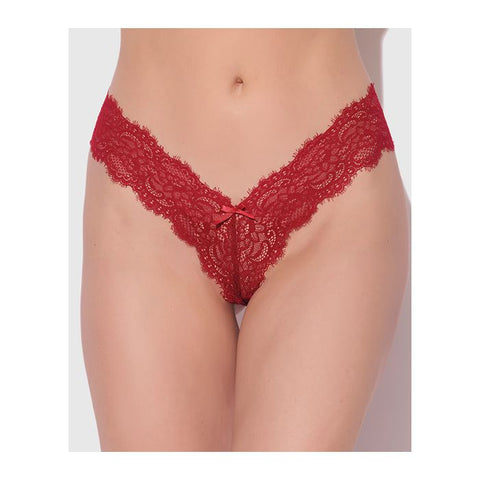 Lana Sheer Lace V-Thong Red Panties