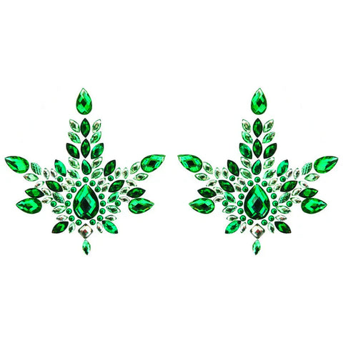 Jeweled Pear Cut Center Green Pasties