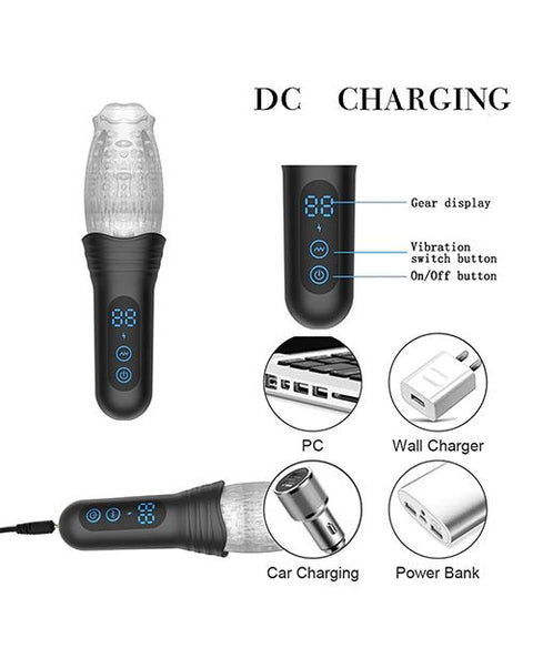 The Male Rose Pro Thrusting Rotating & Vibrating 3D Masturbator - Black Dolls & Masturbators