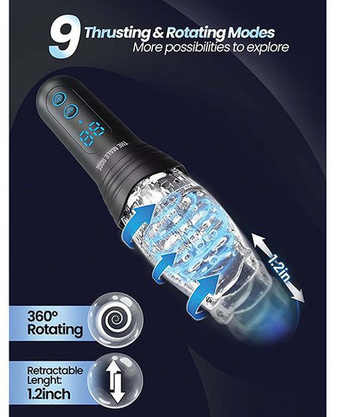 The Male Rose Pro Thrusting Rotating & Vibrating 3D Masturbator - Black Dolls & Masturbators
