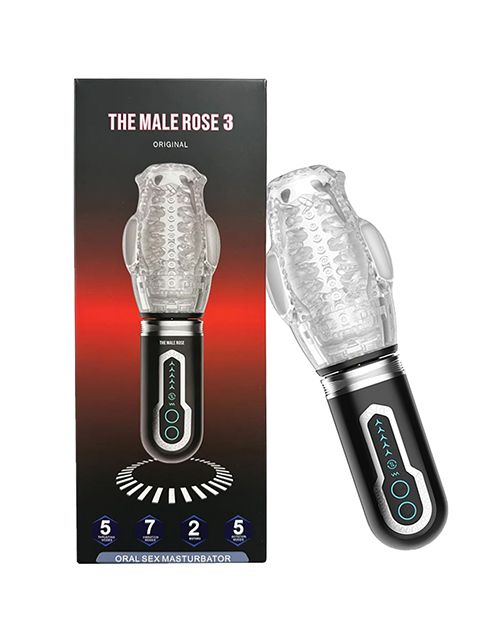 The Male Rose 3 Thrusting, Rotating & Vibrating Oral Sex Masturbator - Black Dolls & Masturbators