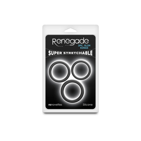 Renegade - 3pc Slim Rings Black Penis Enhancement