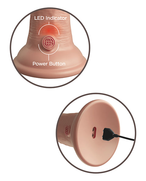 King Cock Elite 8" Dual Density Vibrating Silicone Cock - Light Dongs & Dildos