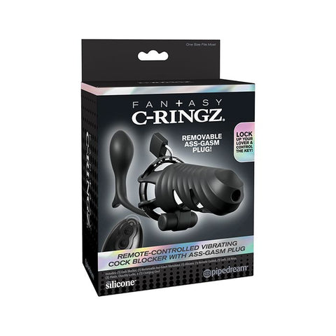 Fantasy C-Ringz Remote Controlled Vibrating Cock Blocker w/Ass-Gasam Plug Fetish