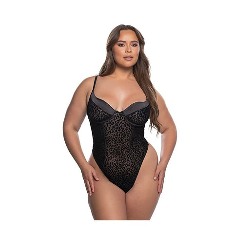 Wild Thing Underwire Teddy - Black Leopard 1X 2X Lingerie