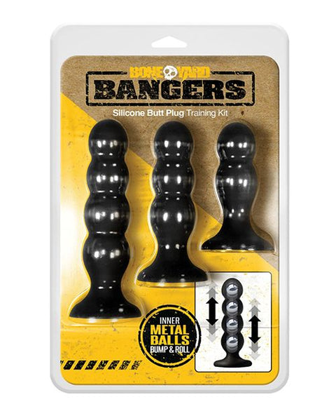 Boneyard Bangers Silicone Butt Plug Training Kit - Black