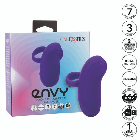 Envy Handheld Rolling Ball Silicone Rechargeable Massager - Purple Vibrators