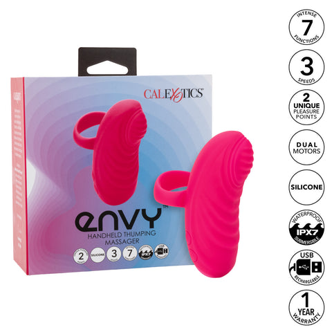 Envy Handheld Thumping Rechargeable Silicone Massager - Pink