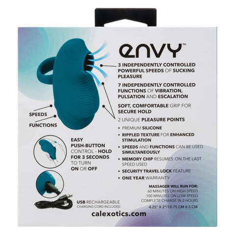 Envy Handheld Suction Rechargeable Silicone Massager - Blue