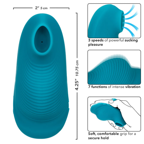 Envy Handheld Suction Rechargeable Silicone Massager - Blue