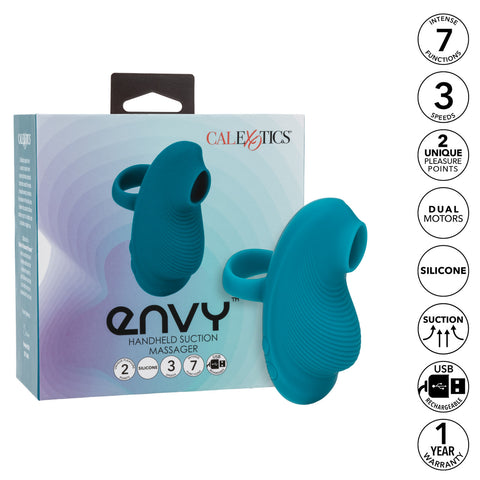 Envy Handheld Suction Rechargeable Silicone Massager - Blue