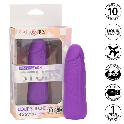 Mini Vibrating Studs Rechargeable Silicone Vibrator - Purple Vibrators