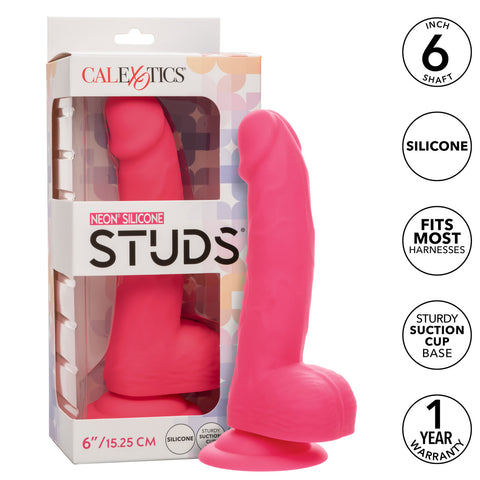 Neon Silicone Studs Dildo 6in