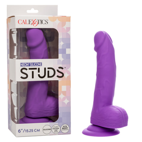 Neon Silicone Studs Dildo 6in