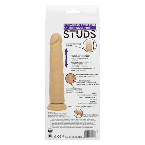 Rechargeable Vibrating & Thrusting Silicone Studs® Dongs & Dildos