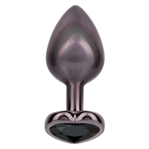 Jewel Amethyst Heart Plug Black Anal Products