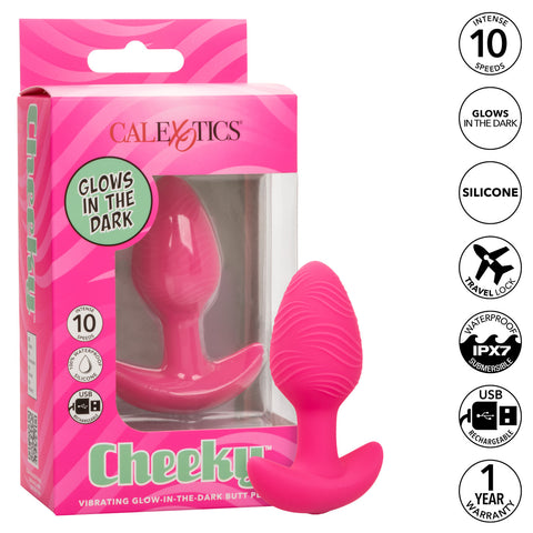Cheeky Rechargeable Silicone Glow in The Dark Butt Plug - Pink Anal Products