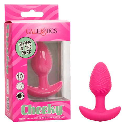 Cheeky Rechargeable Silicone Glow in The Dark Butt Plug - Pink