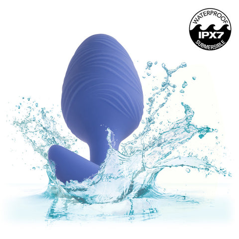 Cheeky Rechargeable Silicone Glow in The Dark Butt Plug - Large - Blue