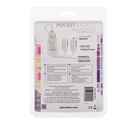 Pocket Exotics® Vibrating Double Silver Bullets Vibrators