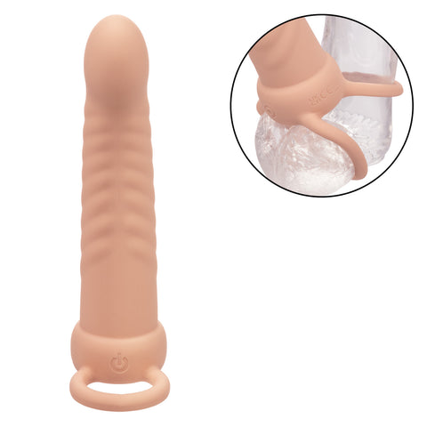 Performance Maxx Rechargeable Silicone Ribbed Dual Penetrator Extender Penis Enhancement