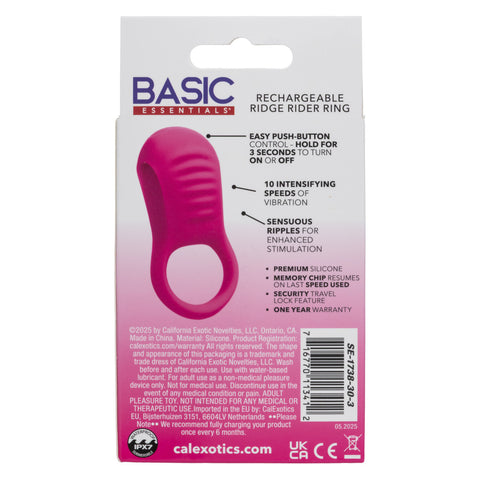 Basic Essentials® Rechargeable Ridge Rider Ring Penis Enhancement
