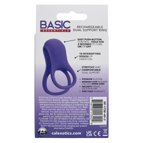 Basic Essentials® Rechargeable Dual Support Ring Penis Enhancement