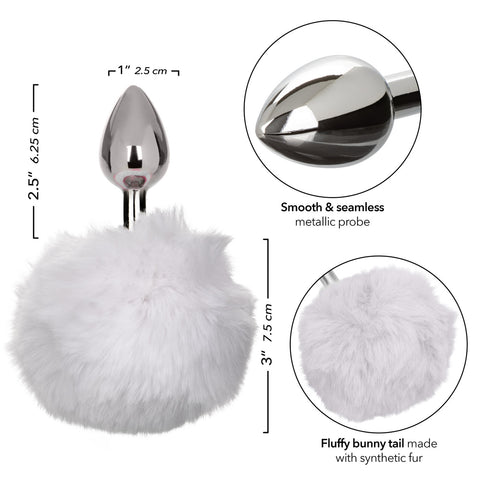 Running Wild Faux Fur Bunny Tail and Metallic Anal Plug - White