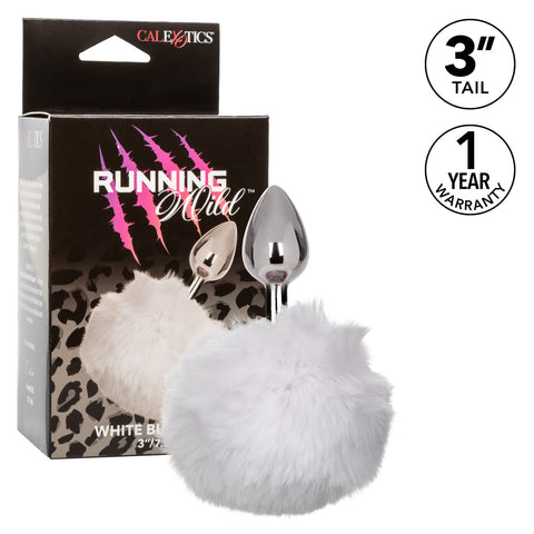 Running Wild Faux Fur Bunny Tail and Metallic Anal Plug - White