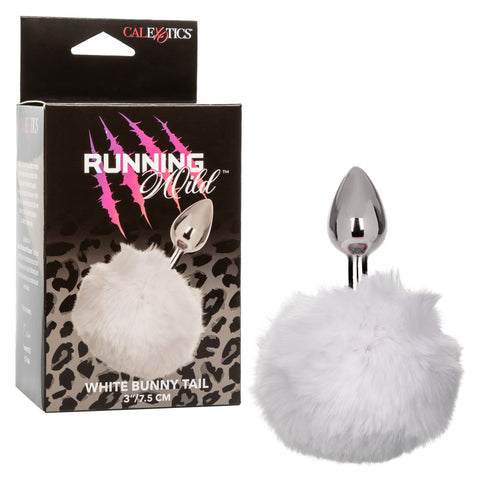 Running Wild Faux Fur Bunny Tail and Metallic Anal Plug - White