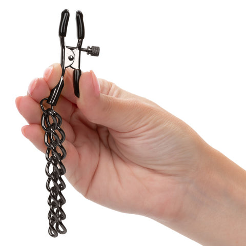 Euphoria Collection Chain Nipple Clamps - Black Bondage & Restraints