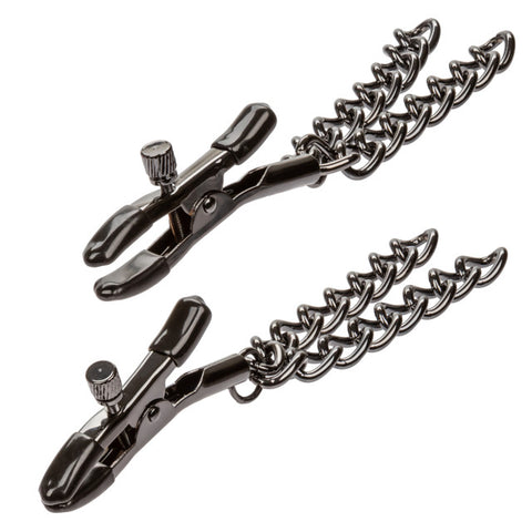 Euphoria Collection Chain Nipple Clamps - Black Bondage & Restraints
