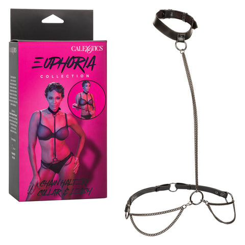 Euphoria Collection Chain Halter/Collar & Leash - Black