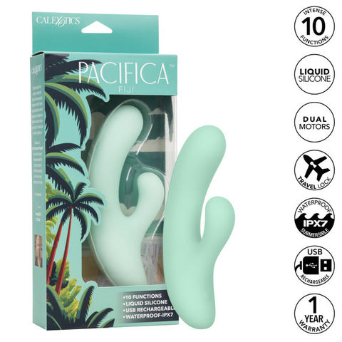 Pacifica Fiji Rechargeable Silicone Dual Vibrator - Green