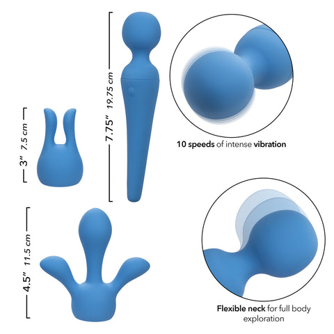 Couture Collection Rechargeable Silicone Body Wand Kit - Blue Vibrators