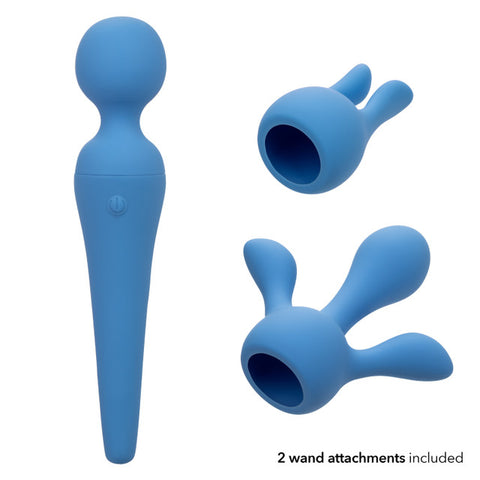 Couture Collection Rechargeable Silicone Body Wand Kit - Blue Vibrators