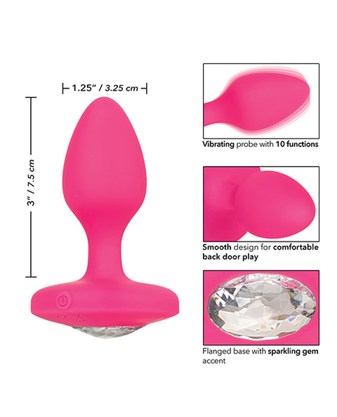 Cheeky Gems Medium Rechargeable Vibrating Probe - Pink