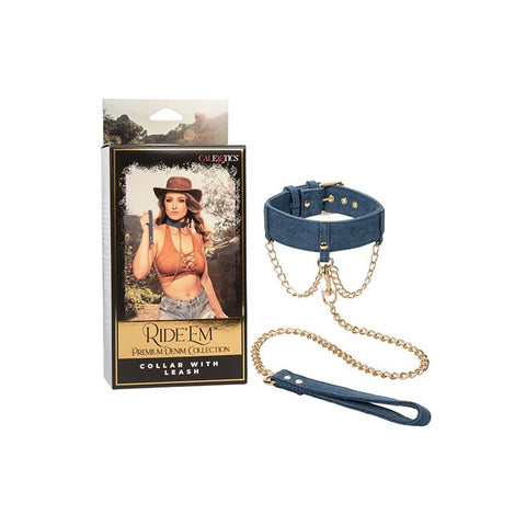 Ride 'Em Premium Denim Collection Collar w/Leash