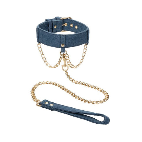 Ride 'Em Premium Denim Collection Collar w/Leash