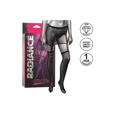 Radiance One Piece Garter Skirt w/Thigh Highs - Black