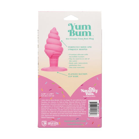 Naughty Bits Yum Bum Ice Cream Cone Butt Plug - Pink