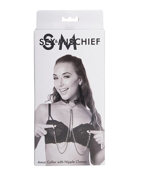 Sex & Mischief Amor Collar w/Nipple Clamps