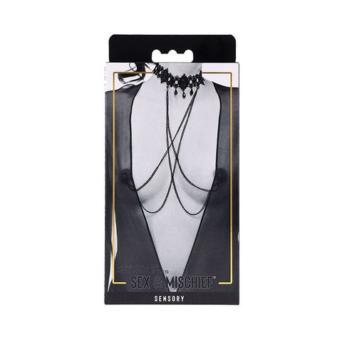 Sex & Mischief Lace Collar with Nipple Ties Fetish