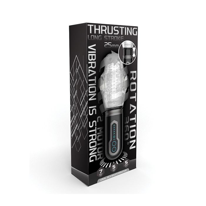 Thrusting, Rotating & Vibrating Oral Sex Masturbator - Black Dolls & Masturbators