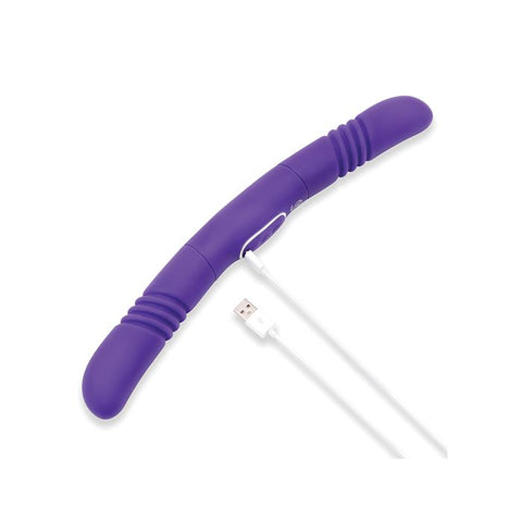 Together Double Delight Double-Ended Vibrating & Thrusting Vibrator - Purple Dongs & Dildos