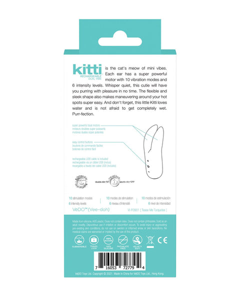 VeDo Kitti Rechargeable Dual Vibe - Tease Me Turquoise