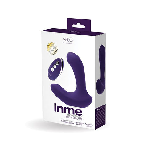 VeDO Inme Rechargeable Dual Vibe w/Remote Control Purple Vibrators