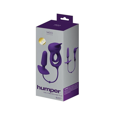 VeDO Humper Rechargeable Dual C-Ring w/Anal Plug Purple Anal Products