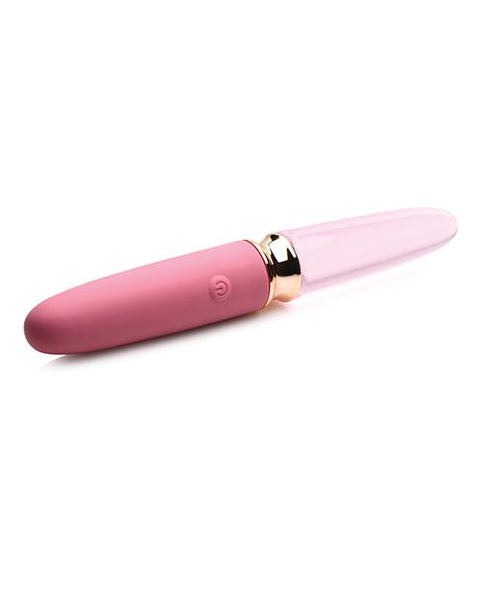 Prisms Vibra-Glass 10x Dual Ended Smooth Silicone/Glass Vibrator - Rose